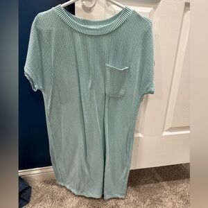 Amazon Ribbed Light Blue Tshirt dress